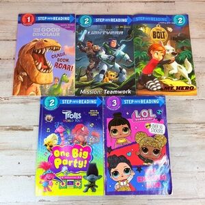 Lot of 5 Step 1, 2, 3 Ready to Read Step into Reading Books Bolt Trolls LOL